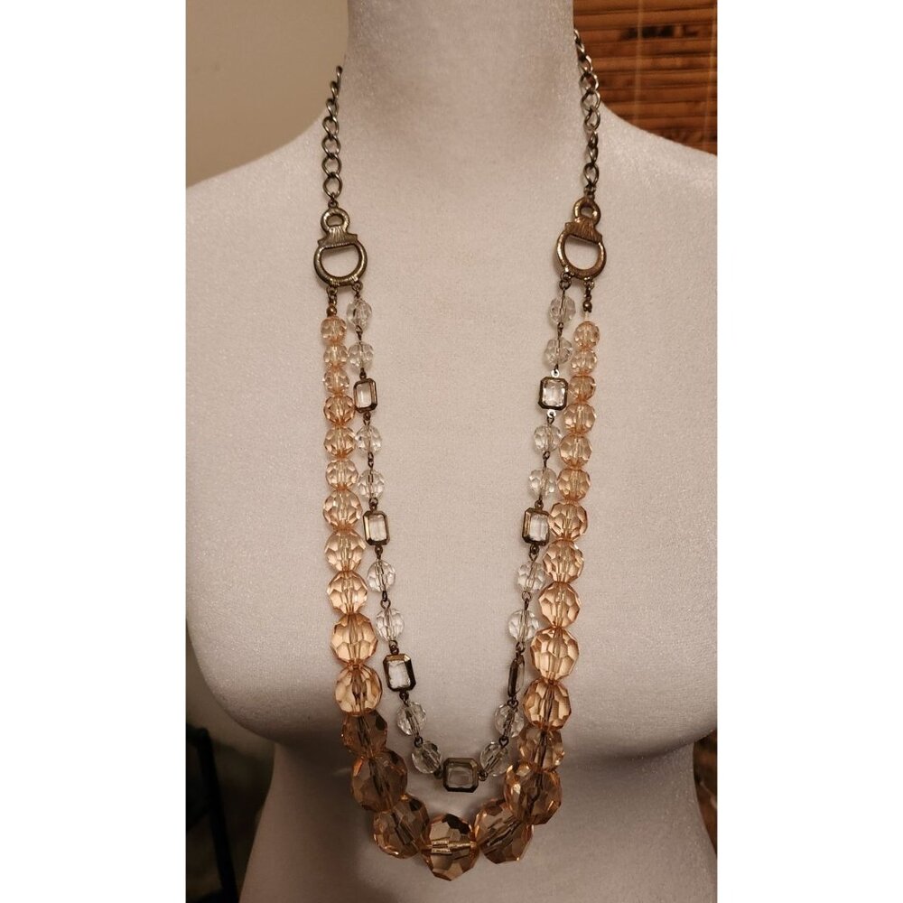 Vintage Multi-Strand Beaded Necklace With Acrylic Metal Details fashion jewelry
